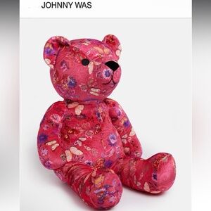 Johnny Was Pink Floral Velvet Teddy Bear